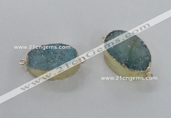 NGC474 20*30mm oval druzy agate gemstone connectors wholesale