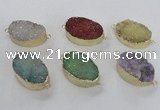 NGC476 20*30mm oval druzy agate gemstone connectors wholesale