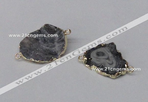 NGC485 15*25mm - 22*30mm freefrom plated druzy agate connectors