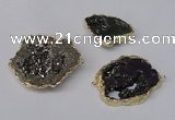 NGC487 25*35mm - 40*45mm freefrom plated druzy agate connectors