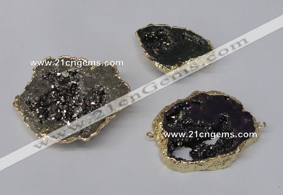 NGC487 25*35mm - 40*45mm freefrom plated druzy agate connectors