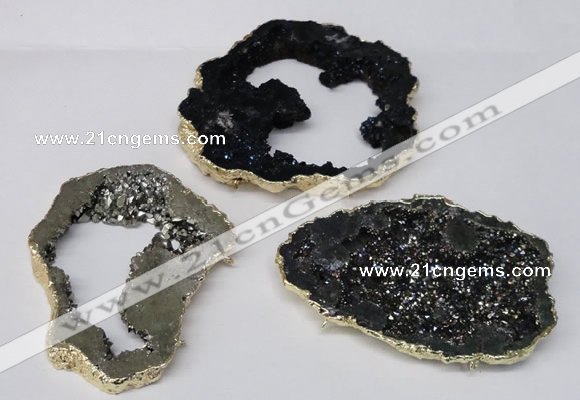 NGC488 45*50mm - 50*60mm freefrom plated druzy agate connectors