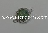 NGC5021 20mm flat round amazonite with rhinestone connectors