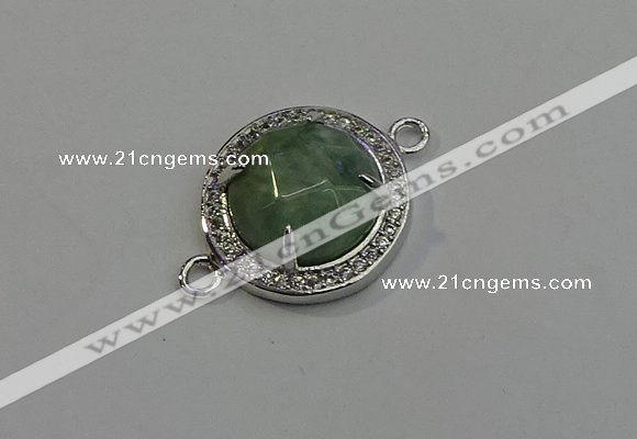 NGC5021 20mm flat round amazonite with rhinestone connectors