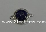 NGC5022 20mm flat round lapis lazuli with rhinestone connectors