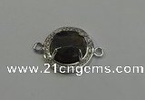 NGC5024 20mm flat round labradorite with rhinestone connectors