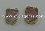 NGC5026 20*35mm - 25*40mm freeform rose quartz connectors