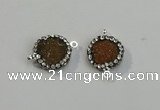 NGC5044 12mm - 14mm flat round druzy agate with rhinestone connectors