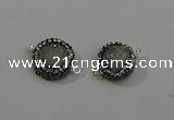 NGC5048 12mm - 14mm flat round druzy quartz with rhinestone connectors