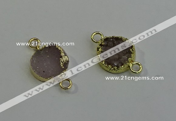 NGC5049 12mm - 14mm flat round druzy agate connectors