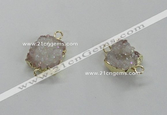 NGC505 8*10mm - 12*14mm freeform plated druzy agate connectors