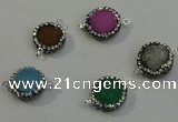 NGC5050 12mm - 14mm flat round druzy quartz with rhinestone connectors