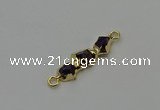 NGC5057 10*25mm - 10*35mm freeform amethyst gemstone connectors