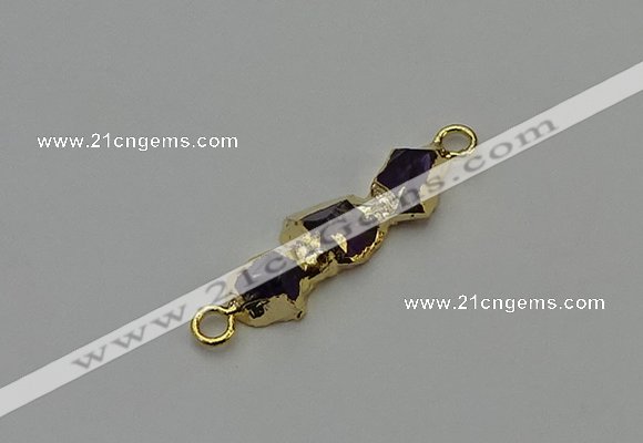 NGC5057 10*25mm - 10*35mm freeform amethyst gemstone connectors