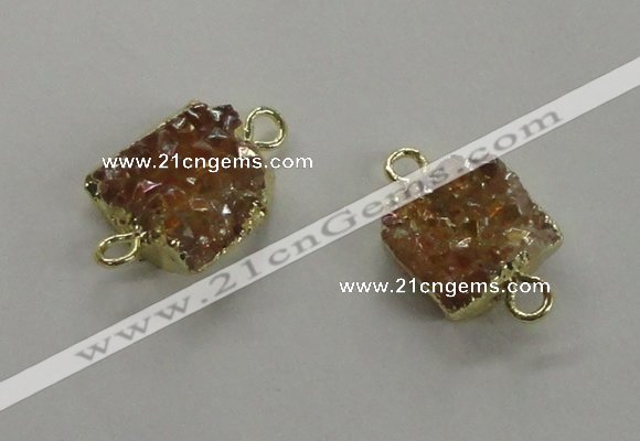 NGC506 8*10mm - 12*14mm freeform plated druzy agate connectors