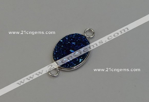 NGC5061 15*20mm oval plated druzy agate connectors wholesale