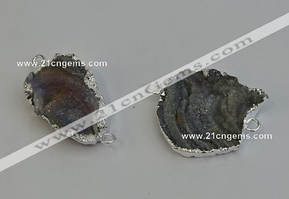 NGC5063 30*40mm - 38*42mm freeform druzy agate connectors