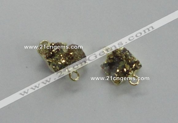 NGC507 8*10mm - 12*14mm freeform plated druzy agate connectors