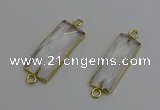 NGC5075 12*30mm - 15*35mm faceted rectangle white crystal connectors