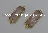 NGC5077 12*30mm - 15*35mm faceted rectangle rose quartz connectors