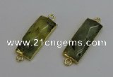 NGC5080 12*30mm - 15*35mm rectangle green rutilated quartz connectors