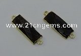 NGC5081 12*30mm - 15*30mm faceted rectangle smoky quartz connectors