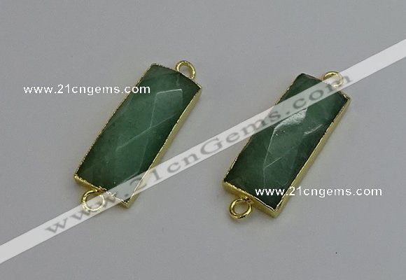 NGC5084 12*30mm - 15*35mm faceted rectangle green aventurine connectors