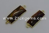 NGC5086 12*30mm - 15*35mm faceted rectangle yellow tiger eye connectors