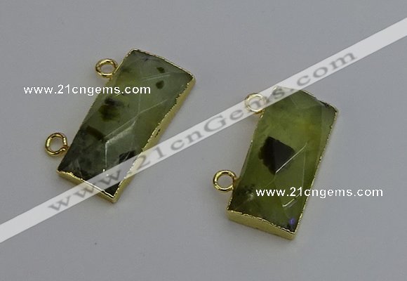 NGC5100 12*30mm - 15*35mm rectangle green rutilated quartz connectors