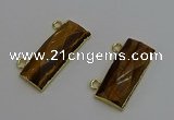 NGC5106 12*30mm - 15*35mm faceted rectangle yellow tiger eye connectors