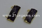 NGC5108 12*30mm - 15*35mm faceted rectangle amethyst connectors