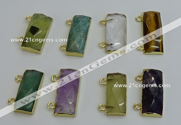 NGC5110 12*30mm - 15*35mm faceted rectangle mixed gemstone connectors