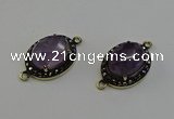 NGC5127 16*20mm oval amethyst gemstone connectors wholesale