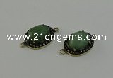 NGC5132 16*20mm oval green aventurine gemstone connectors wholesale