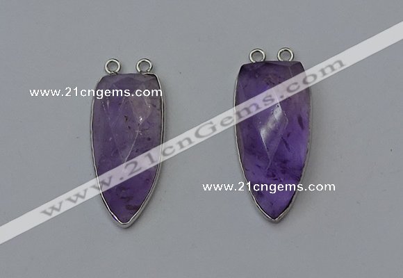 NGC5141 16*35mm - 18*40mm arrowhead amethyst connectors