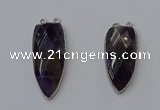 NGC5149 16*35mm - 18*40mm arrowhead amethyst connectors