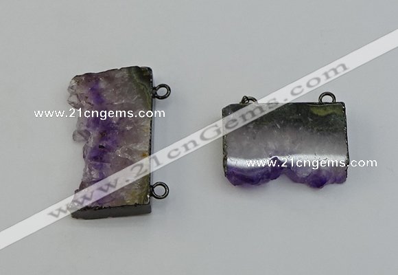 NGC5182 20*35mm - 22*40mm freeform druzy amethyst connectors