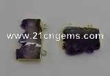 NGC5184 20*35mm - 22*40mm freeform druzy amethyst connectors