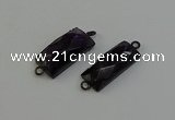 NGC5199 12*30mm - 15*30mm faceted rectangle amethyst connectors