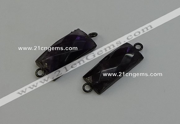 NGC5199 12*30mm - 15*30mm faceted rectangle amethyst connectors