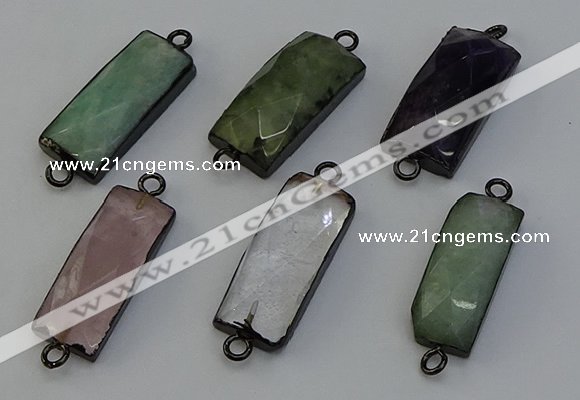 NGC5205 12*30mm - 15*30mm faceted rectangle mixed gemstone connectors