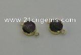 NGC5219 15mm - 16mm coin druzy amethyst gemstone connectors