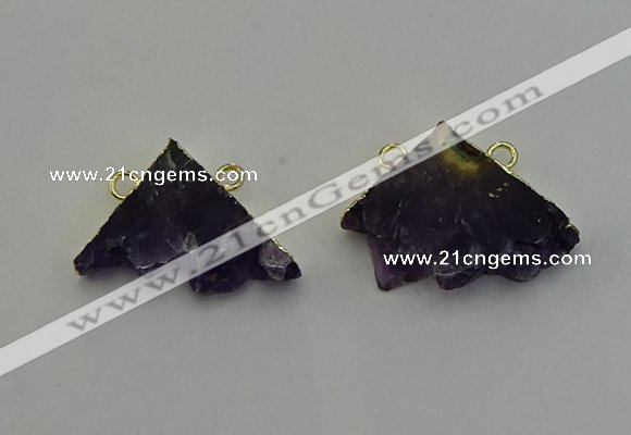 NGC5221 22*30mm - 25*35mm freeform druzy amethyst connectors