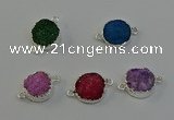 NGC5246 15mm - 16mm coin druzy agate connectors wholesale