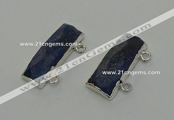 NGC5308 12*30mm - 15*35mm faceted rectangle lapis lazuli connectors