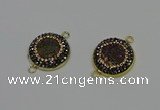 NGC5315 20mm - 22mm coin plated druzy agate connectors