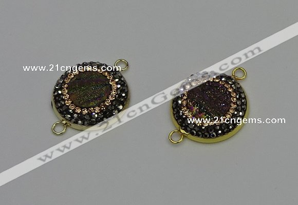 NGC5315 20mm - 22mm coin plated druzy agate connectors