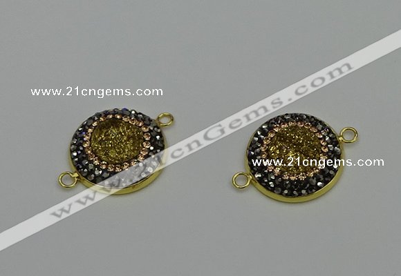 NGC5316 20mm - 22mm coin plated druzy agate connectors