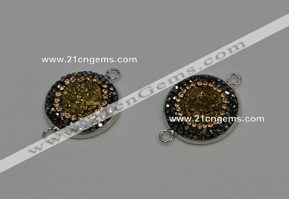 NGC5325 20mm - 22mm coin plated druzy agate connectors