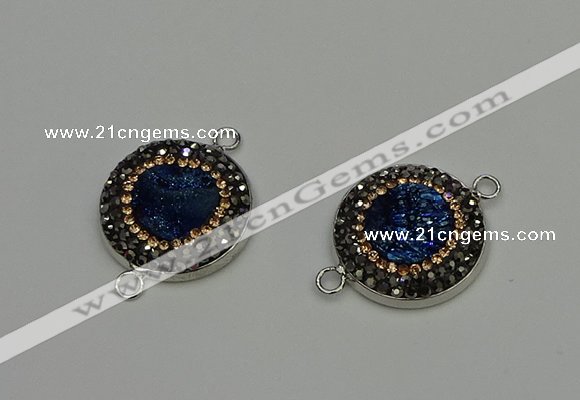 NGC5327 20mm - 22mm coin plated druzy agate connectors